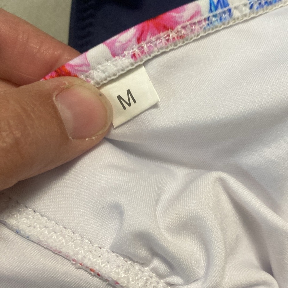 Pink and Navy Birds and Floral Bikini Set Sz M - Picture 3 of 4